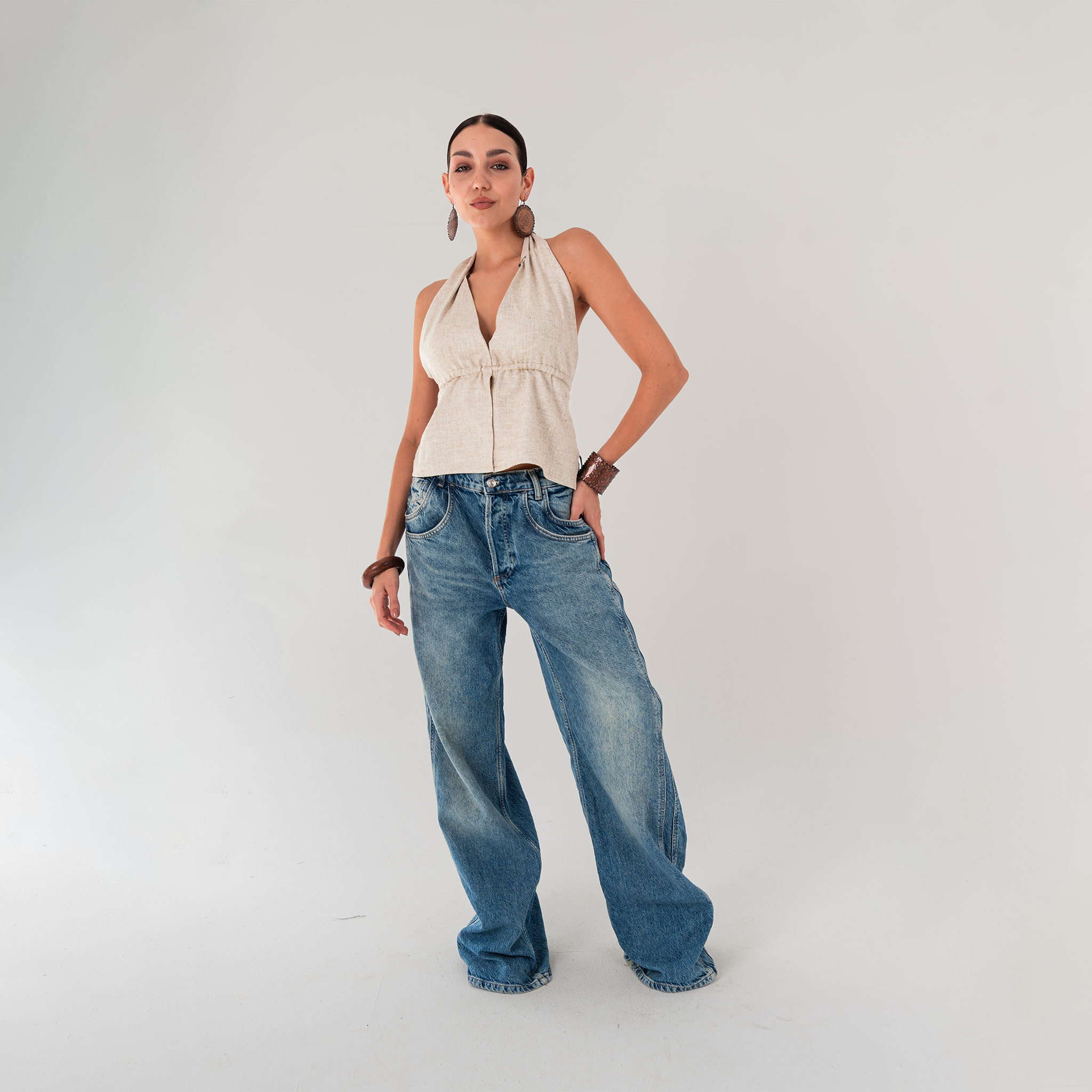 Minimalist Linen Halter Top - Baloska