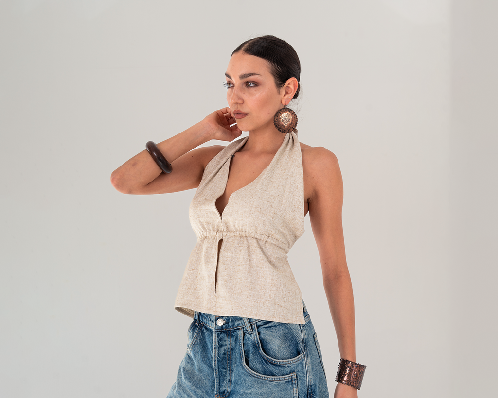 Minimalist Linen Halter Top