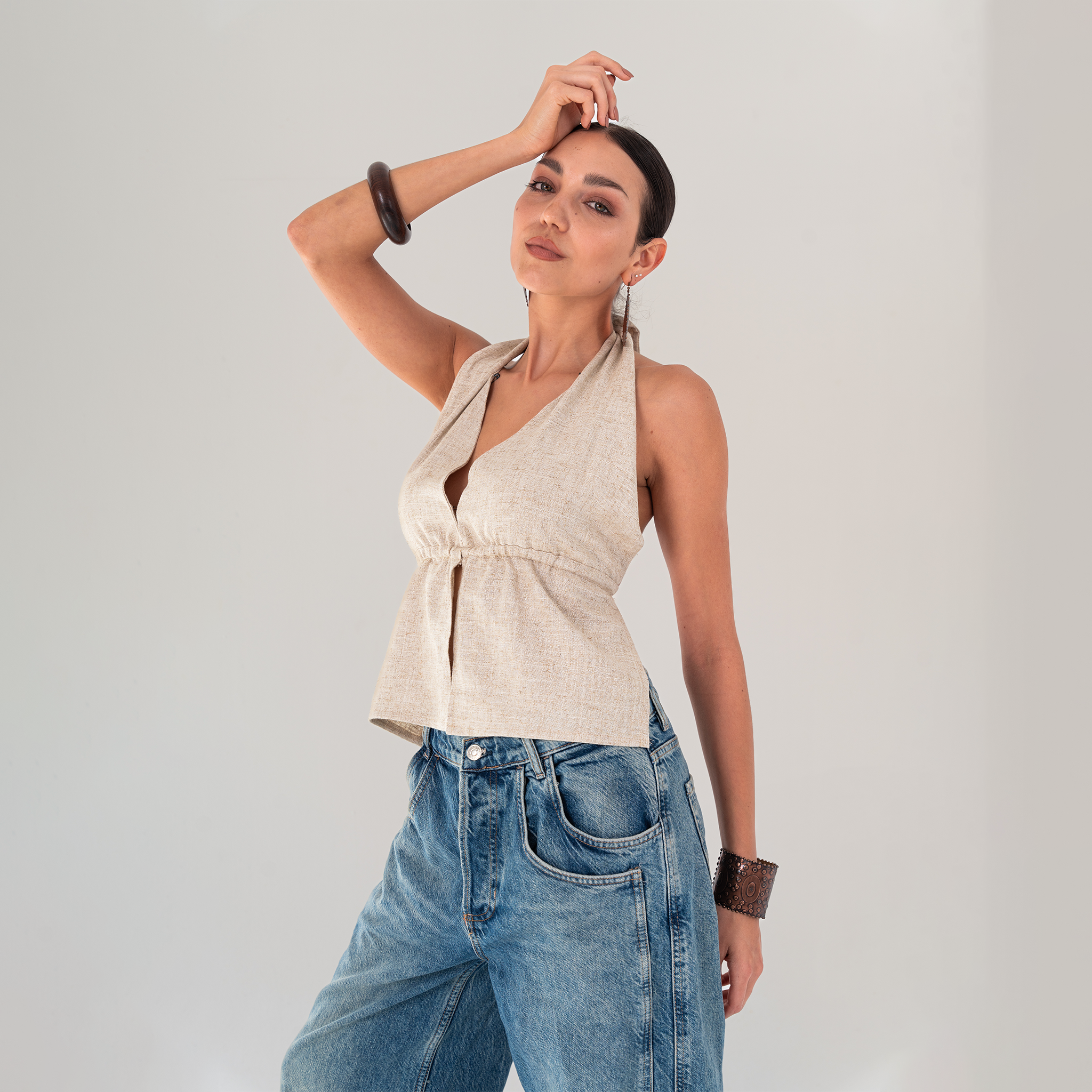 Minimalist Linen Halter Top - Baloska