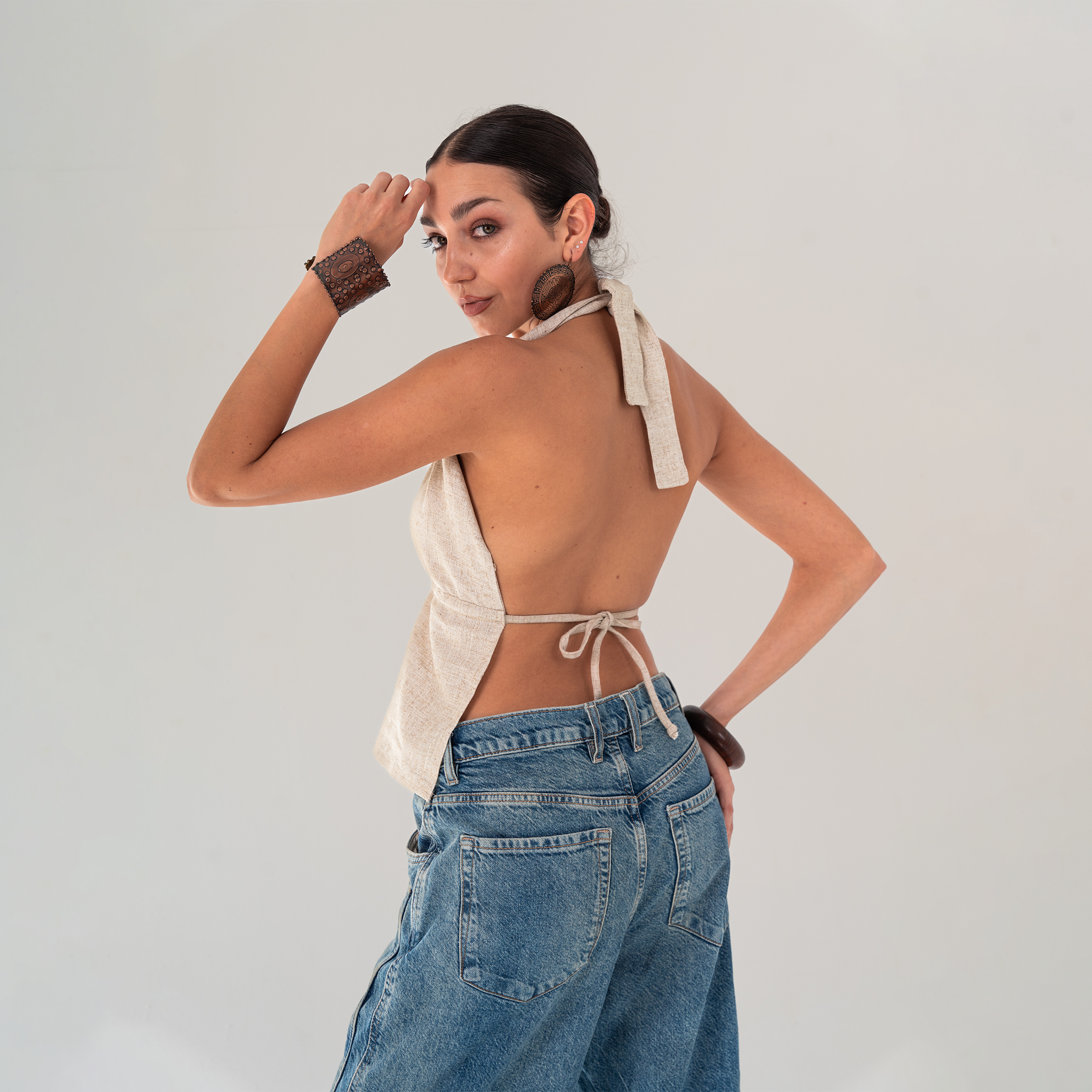 Minimalist Linen Halter Top - Baloska