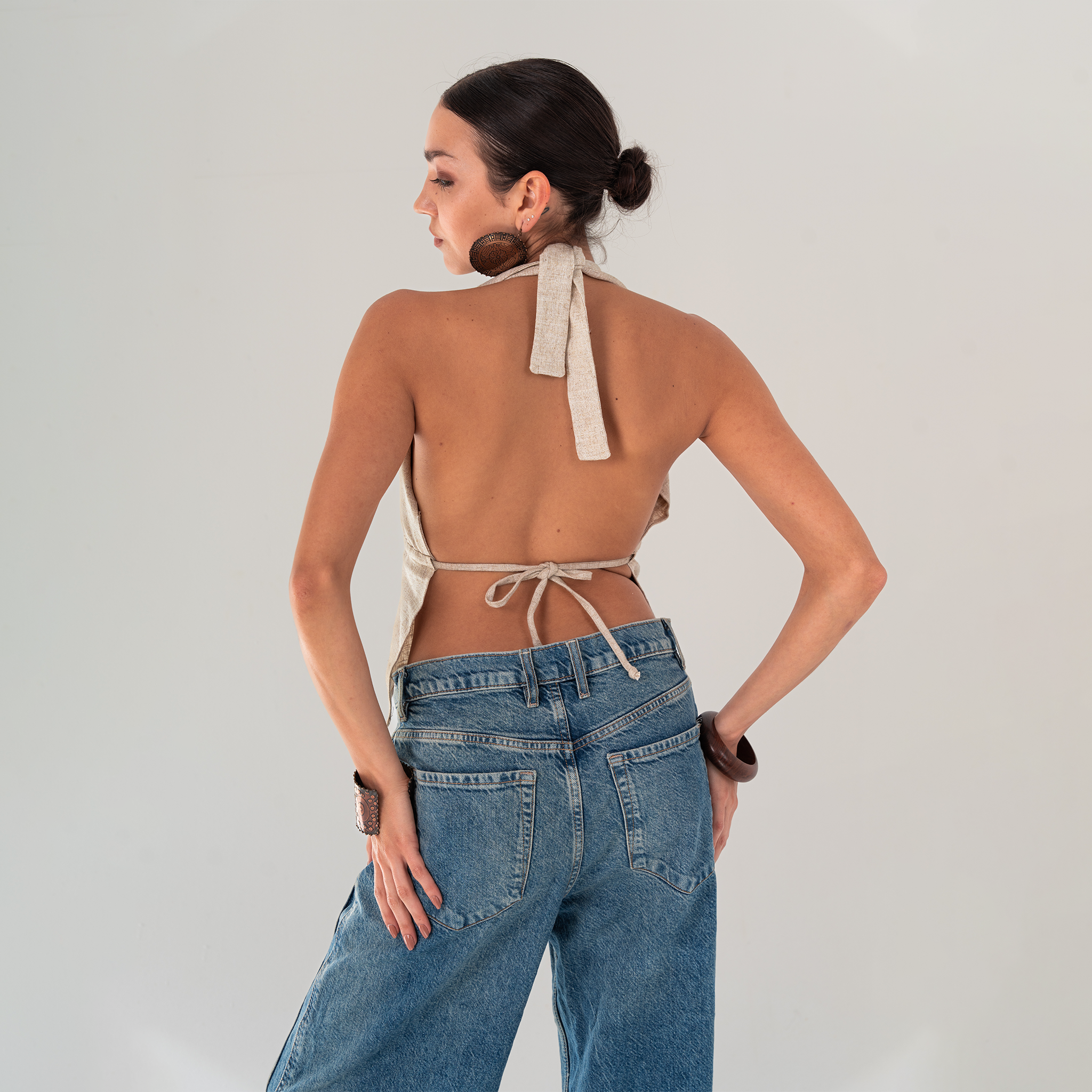Minimalist Linen Halter Top - Baloska