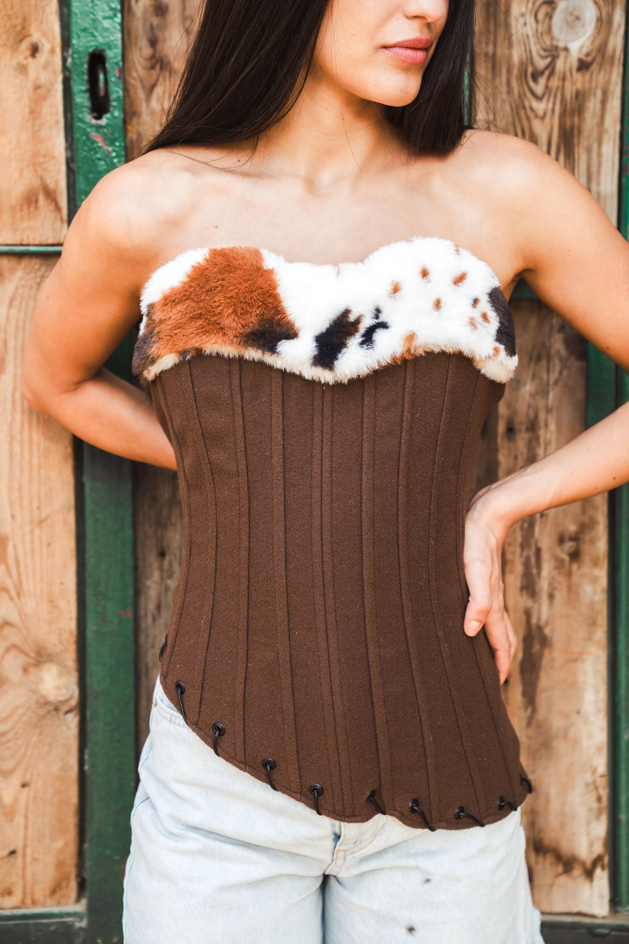 The Cow-Print Mini | Western Fur Skirt Baloska The Cow-Print Mini | Western Fur Skirt Baloska