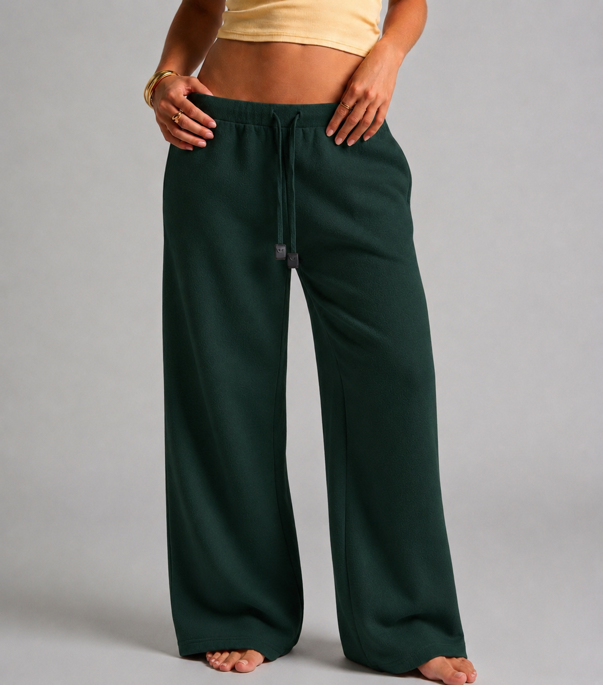 Baloska Textured Cotton Wide-Leg Lounge Pant