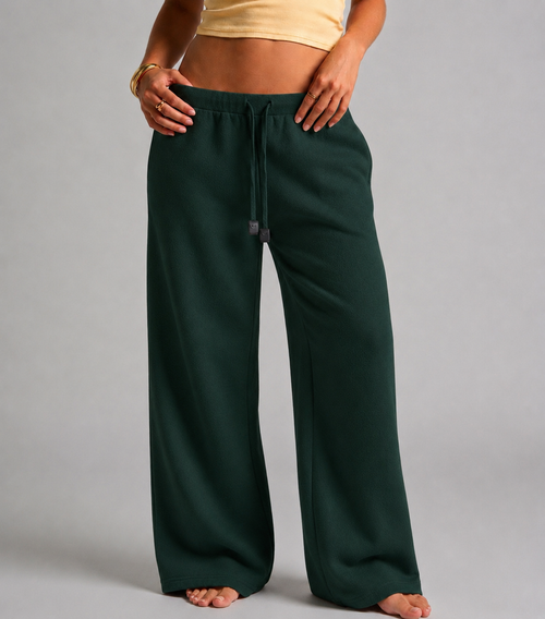 Baloska Textured Cotton Wide-Leg Lounge Pant