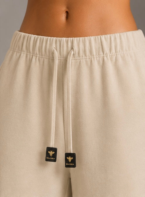 Baloska Textured Cotton Wide-Leg Lounge Pant