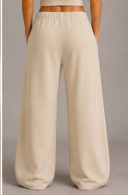 Baloska Textured Cotton Wide-Leg Lounge Pant