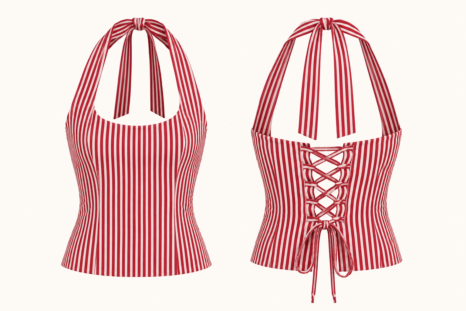 Halter Top and Skirt striped Set