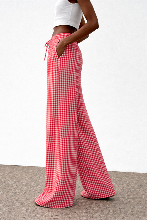 Gingham print pants